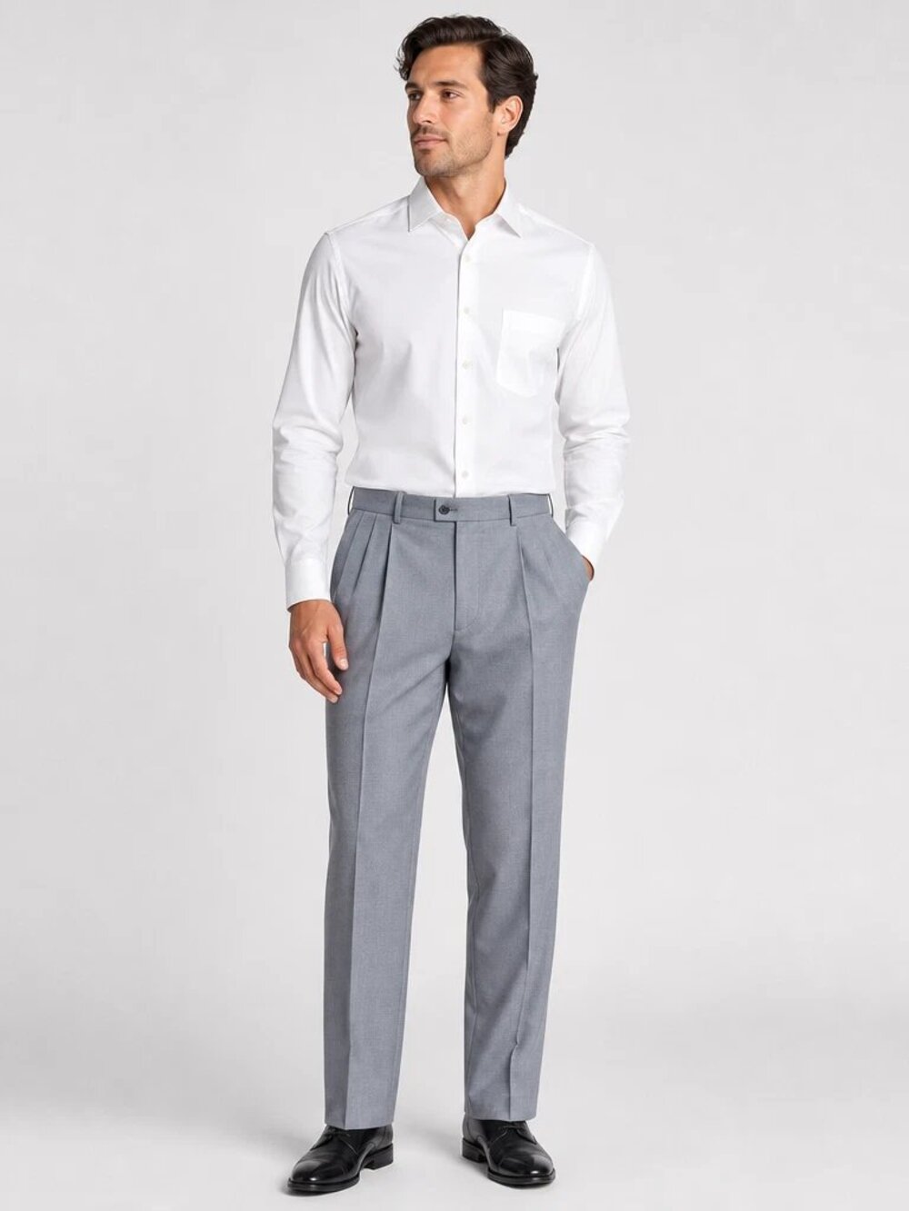 Stafford Travel Classic Fit Gray Pleated Dress Pants 32x32 Wrinkle‑Resistant